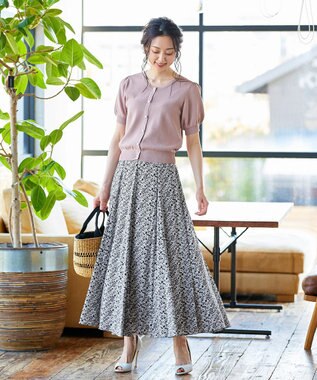 Tiaclasse L 【洗える】ひんやり心地良いパフ袖ニットカーディガン ピンク