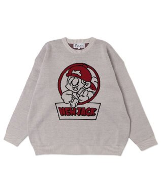 WEGO 【ユニセックス着用ITEM/MLサイズ展開】別注NEW　JACKジャガードニットプルオーバー ホワイトアイボリー