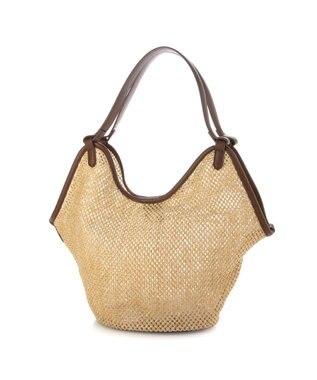 UNBILLION カシュカシュ cachecache / フェイクレザーショルダーバッグ付雑材風トート キャメル