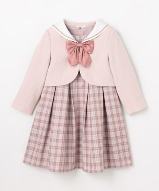 ANY KIDS 【2点セット】セーラージャケット+チェックワンピース ピンクベージュ