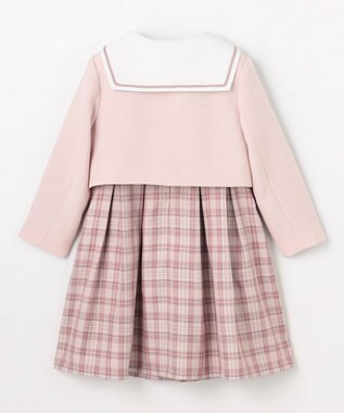 ANY KIDS 【2点セット】セーラージャケット+チェックワンピース ピンクベージュ