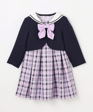 ANY KIDS 【2点セット】セーラージャケット+チェックワンピース ネイビー