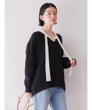 AMERICAN HOLIC Ｖネック片畦ニットプルオーバー Navy