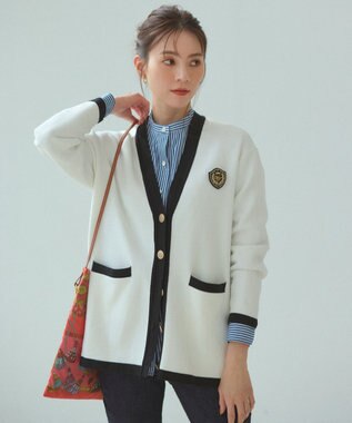 23区 【洗える】CANCLINI バンドカラー シャツ ブルー×ホワイトストライプ