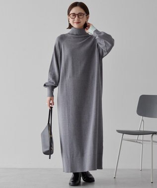 AMERICAN HOLIC バイパチモックネックニットワンピース Gray Mixture