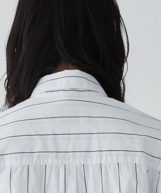 WEGO ストライプロングシャツ ホワイトストライプ