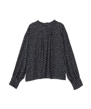 AMERICAN HOLIC 【イージーケア】ドット柄ボウタイブラウス Black