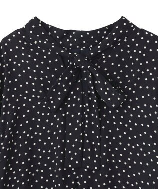 AMERICAN HOLIC 【イージーケア】ドット柄ボウタイブラウス Black