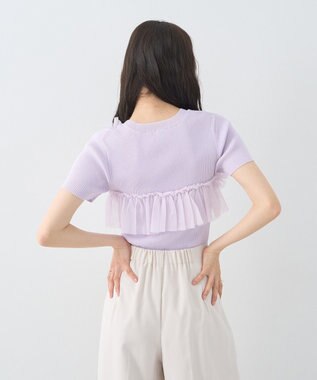 earth music&ecology アシメチュールフリルニットプルオーバー Lavender