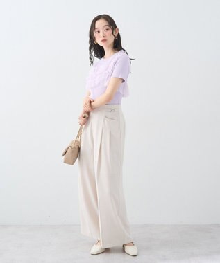 earth music&ecology アシメチュールフリルニットプルオーバー Lavender