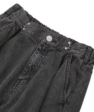 Green Parks タックワイドデニムパンツ Black