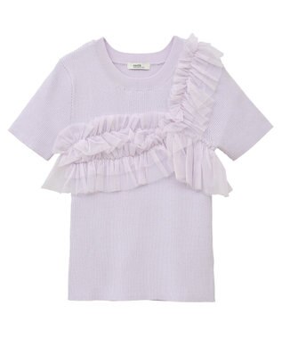 earth music&ecology アシメチュールフリルニットプルオーバー Lavender