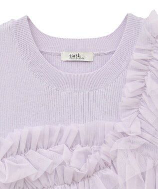 earth music&ecology アシメチュールフリルニットプルオーバー Lavender