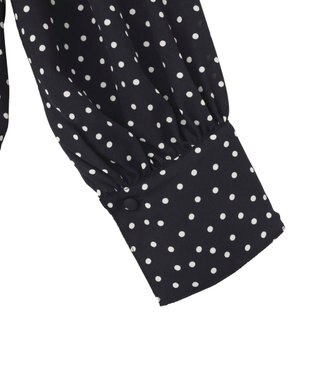 AMERICAN HOLIC 【イージーケア】ドット柄ボウタイブラウス Black