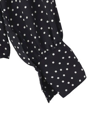 AMERICAN HOLIC 【イージーケア】ドット柄ボウタイブラウス Black