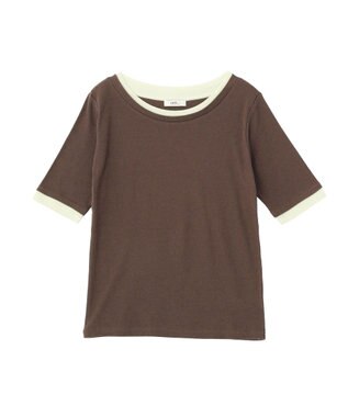 earth music&ecology レイヤードライクバイカラープルオーバー Brown