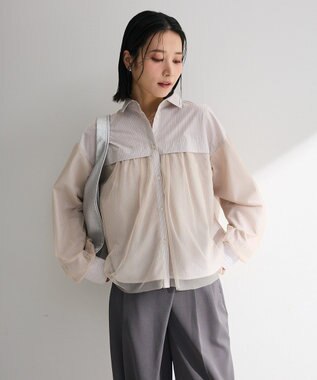 Green Parks イージーケアチュールドッキングシャツ Beige