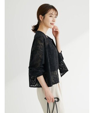 Green Parks ・ＥＬＥＮＣＡＲＥ　ＤＵＥ　バンドカラーレースシャツ Black