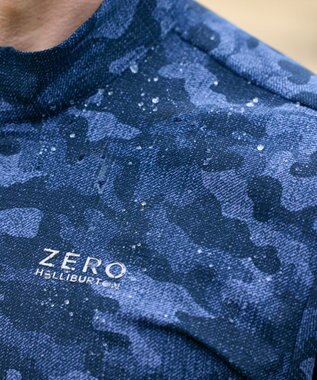 ZERO HALLIBURTON クールドッツ カモ柄モックネックTシャツ ZHG-M6S6b 85192 ネイビー