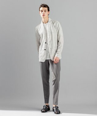 JOSEPH HOMME トップヘリンボンジャージー　クルーネックTシャツ ライトグレー系