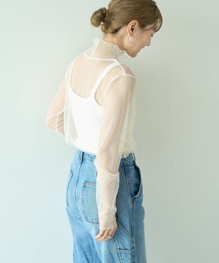 AMERICAN HOLIC ドットチュールハイネックプルオーバー Ivory