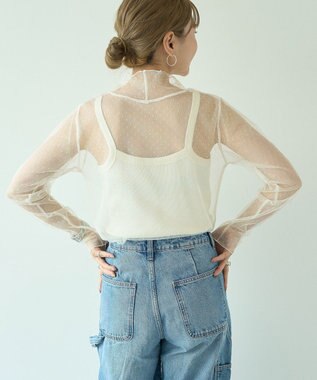 AMERICAN HOLIC ドットチュールハイネックプルオーバー Ivory