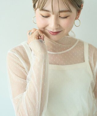 AMERICAN HOLIC ドットチュールハイネックプルオーバー Ivory