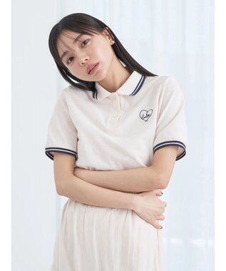 earth music&ecology ハートロゴ刺繍ポロ Blue