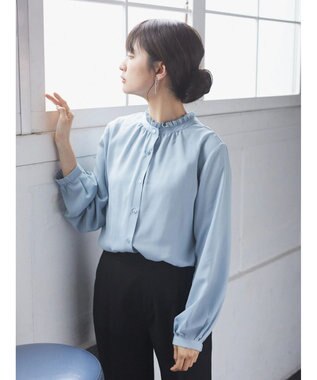 earth music&ecology ２ＷＡＹスタンドフリルブラウス Sax