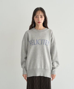 earth music&ecology 【洗濯機洗い可】スウェットライクロゴニットプルオーバー 杢グレー