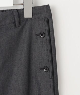 J.PRESS LADIES L 【洗える・防シワ・速乾】ツイルシャンブレー ワイド パンツ ブラックシャンブレー系