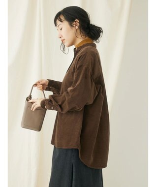 CRAFT STANDARD BOUTIQUE コーデュロイバンドカラーシャツ Brown