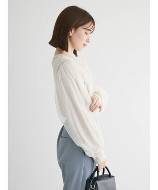 Green Parks 袖チュールドッキングリブプルオーバー Light Beige