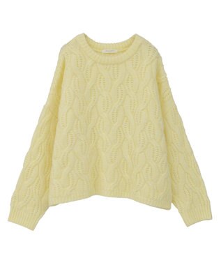 Green Parks ふわふわケーブルニットプルオーバー Yellow