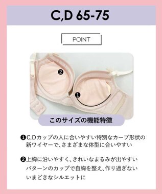 AMPHI ブラジャー パーソナル設計 脇高 背中スムージング 【stylist 4U スタイリストフォーユー】 A～Gカップまで対応 大きいサイズ ブラ BOG300 アンフィ／ワコール ピーチ