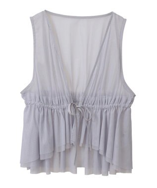 earth music&ecology チュールドロストギャザーベスト Light Gray