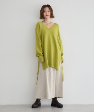 YECCA VECCA Vネックドロストデザインニット Lime Green
