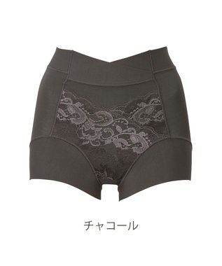 BRADELIS New York 【BRADELIS NewYork peace】綿混フィットレースショーツ ウエストからヒップ下まですっぽり包み補整するショーツ チャコール