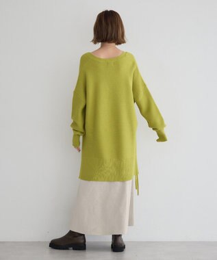 YECCA VECCA Vネックドロストデザインニット Lime Green