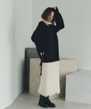 YECCA VECCA Vネックドロストデザインニット Lime Green