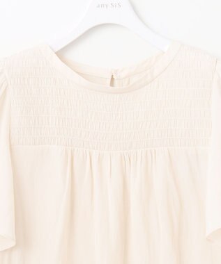 ANY SIS L 【洗える】シャーリングツヤ ブラウス アイボリー