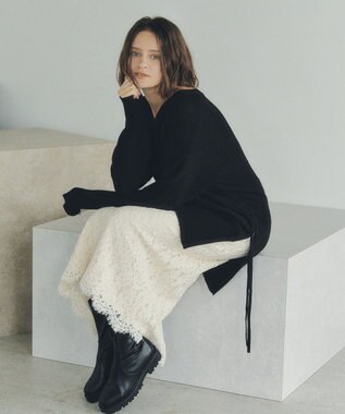 YECCA VECCA Vネックドロストデザインニット Lime Green