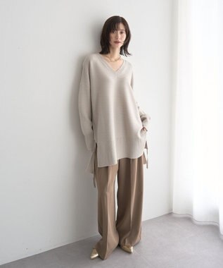 YECCA VECCA Vネックドロストデザインニット Lime Green