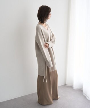 YECCA VECCA Vネックドロストデザインニット Lime Green