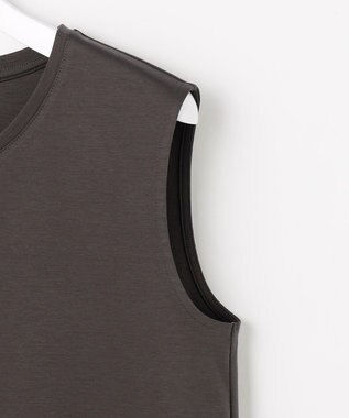 J.PRESS LADIES コットンスムース ノースリーブ カットソー スレートブラウン系