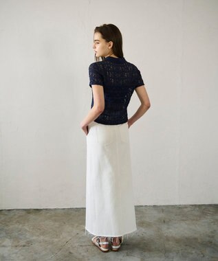 GRACE CONTINENTAL レースカットスキッパートップ ネイビー