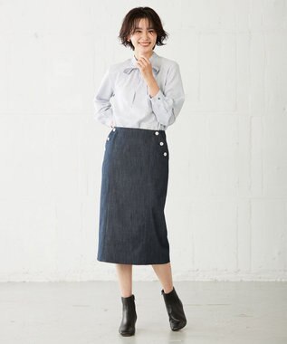 J.PRESS LADIES 【洗える・吸水速乾】 ライトアムンゼンドットPT リボン ブラウス サックスブルー系5