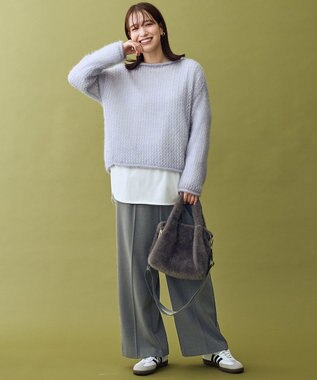 ANY レーシーネットニット ライトブルー