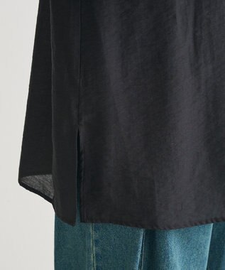 Green Parks フリルカラーリボンブラウス Black