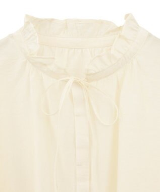 Green Parks フリルカラーリボンブラウス Ivory